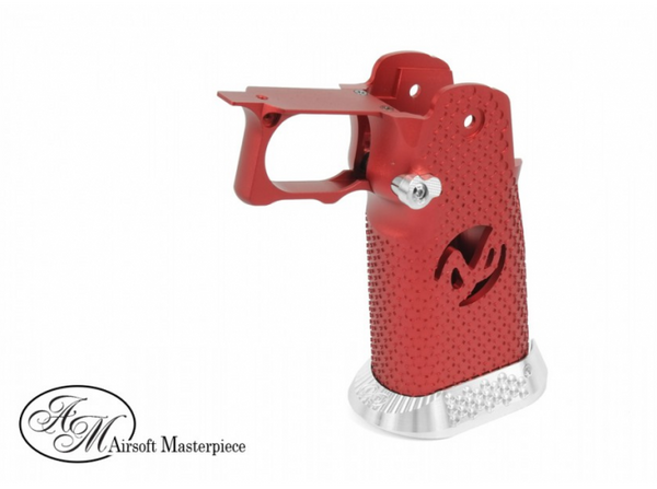 Airsoft Masterpiece Aluminum Grip for Hi-CAPA Type 2 (Red with Silver)