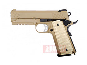 WE Full Metal Desert Warrior Socom 4.3 FDE Airsoft Gas Blowback Pistol (Tan)